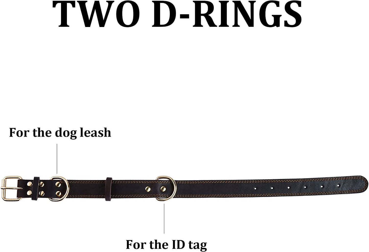 Leather Dog Collar Genuine Brown for Medium Dogs（M:1" Wide 15.2-19.2" Neck） | All-Day Comfort for Daily Walks and Outdoor Trips, Sturdy Metal Buckle for Long-Term Use, D-Ring for Leash, Easy Clean