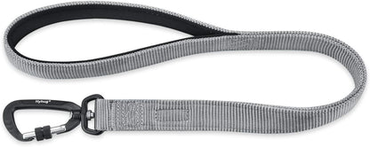 Short Dog Leash 24", Heavy Duty Nylon with Padded Handle | Durable for Loose-Leash Training, Fits S/M/L Dogs. for Walks/Jogs/Hikes & Crosswalks – Control & Safety. Gray