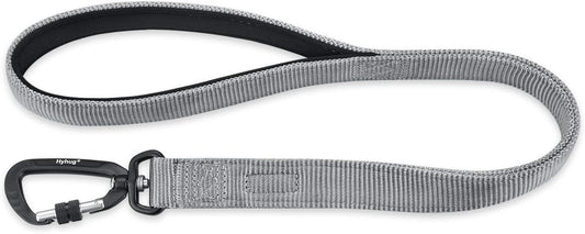 Short Dog Leash 24", Heavy Duty Nylon with Padded Handle | Durable for Loose-Leash Training, Fits S/M/L Dogs. for Walks/Jogs/Hikes & Crosswalks – Control & Safety. Gray