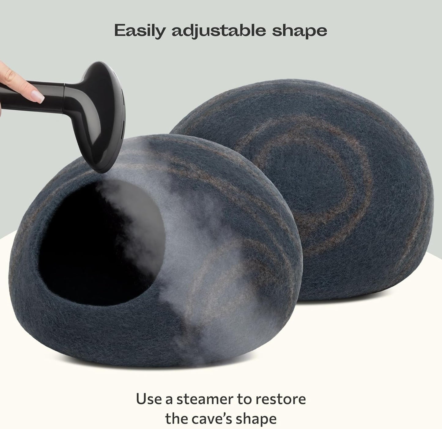 Cat Cave – Premium Felt Cat Bed Enclosure for Indoor Cats, Handmade Merino Wool (Slate Grey, Large)
