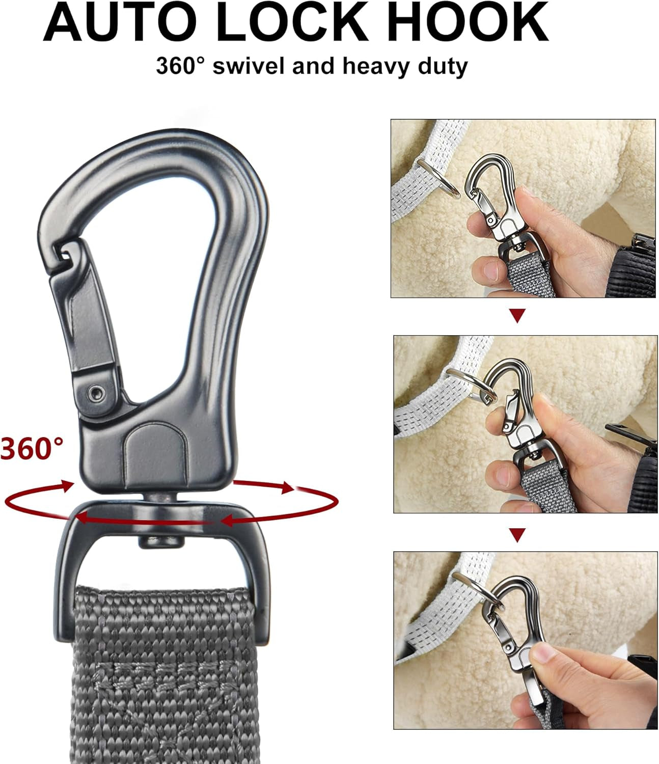 4FT Heavy Duty Dog Leash with Soft Padded Double Handle | Traffic Handle Extra Control,Auto Lock Hook,Reflective Nylon Walking Lead for Large,Medium,Small Breed Dogs