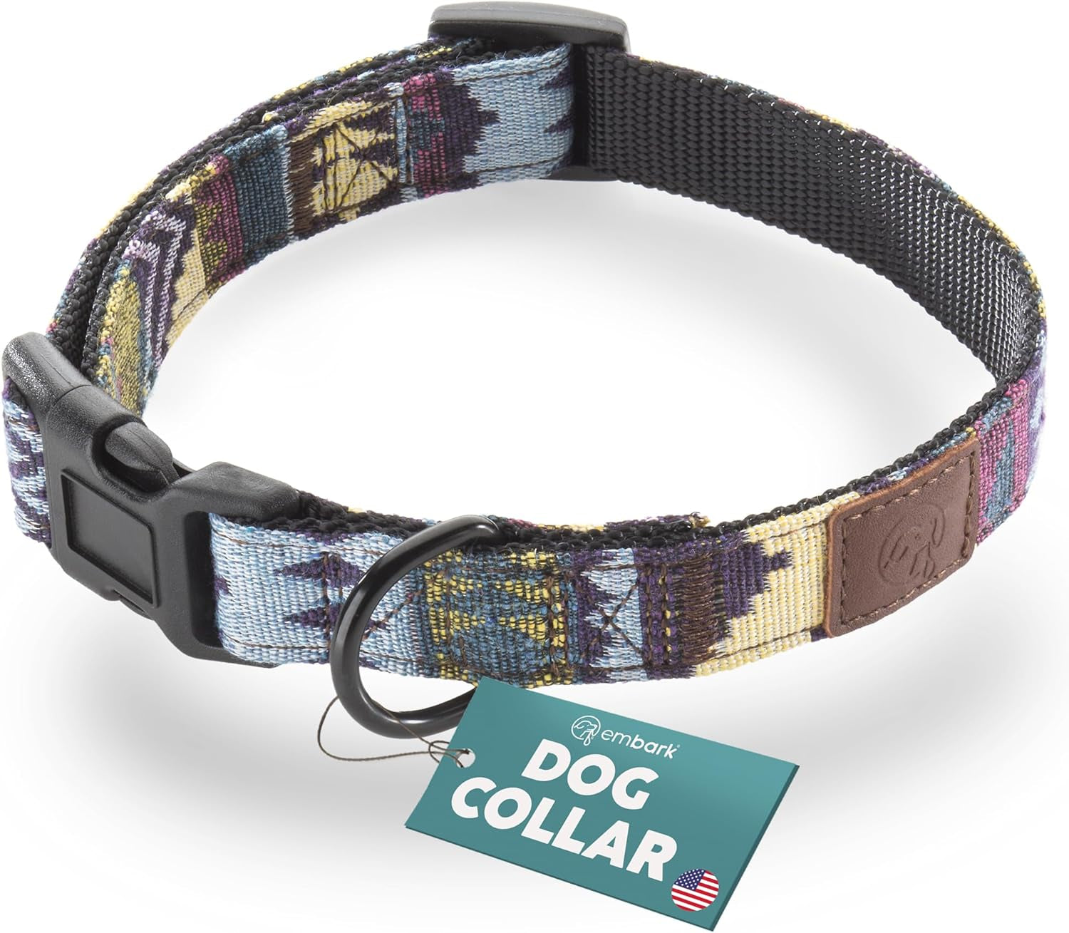 Embark Dog Collar - Adjustable Heavy Duty Outdoor Pet Training Collar | Built with Durable Waterproof Nylon, a Heavy Duty D-Shape Leash Attachment Hook, and an Adjustable Strap - Azure