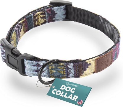 Embark Dog Collar - Adjustable Heavy Duty Outdoor Pet Training Collar | Built with Durable Waterproof Nylon, a Heavy Duty D-Shape Leash Attachment Hook, and an Adjustable Strap - Azure