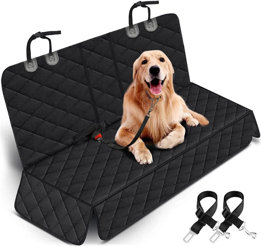 Dog Car Seat Cover - Waterproof and Durable Back Seat Protector for Pets, Fits Most Cars, SUVs, and Trucks (53” Width) - Black