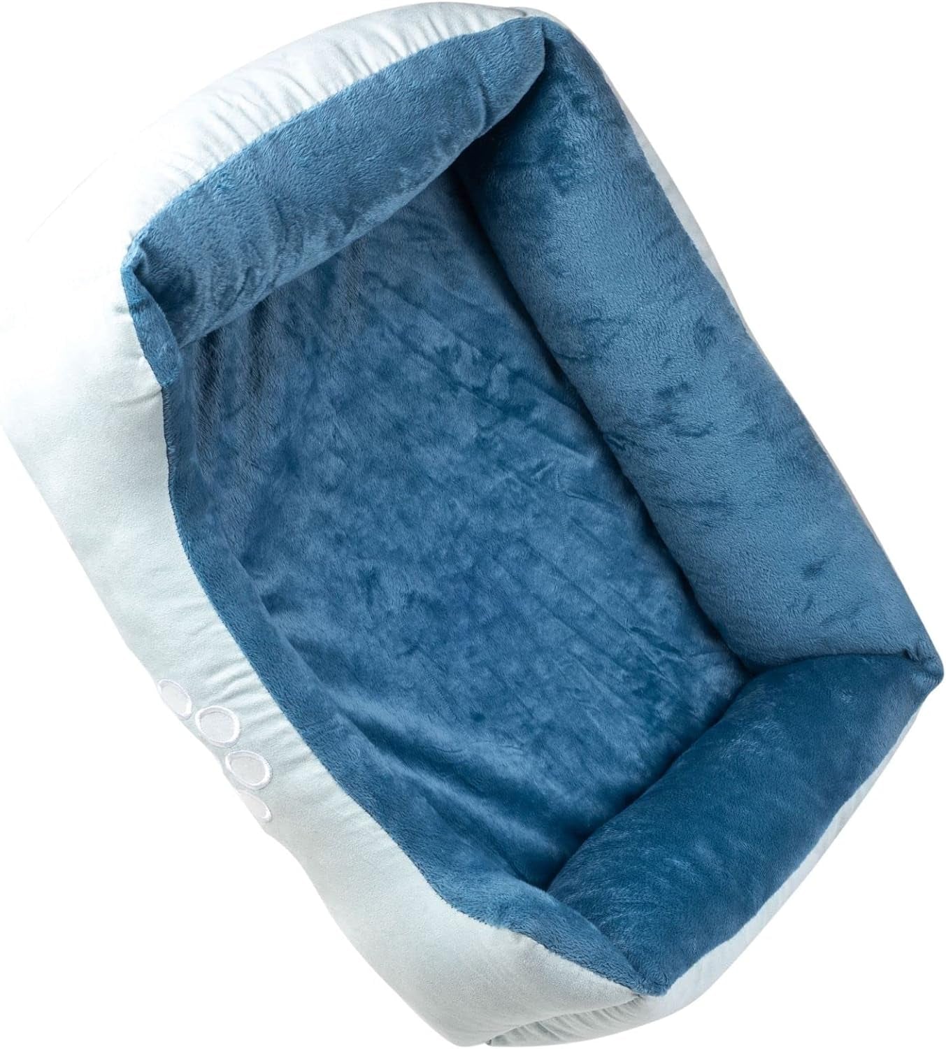 Rectangle Bolster Pet Bed, Dog Bed Medium Size, Blue with Orthopedic Insert.