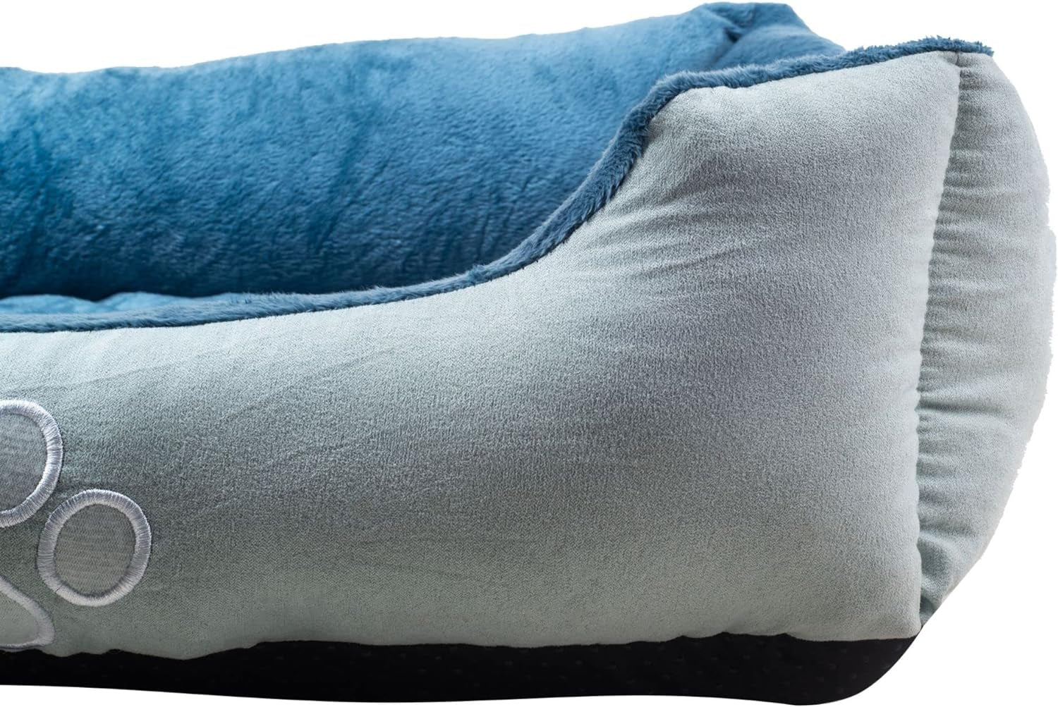 Rectangle Bolster Pet Bed, Dog Bed Medium Size, Blue with Orthopedic Insert.
