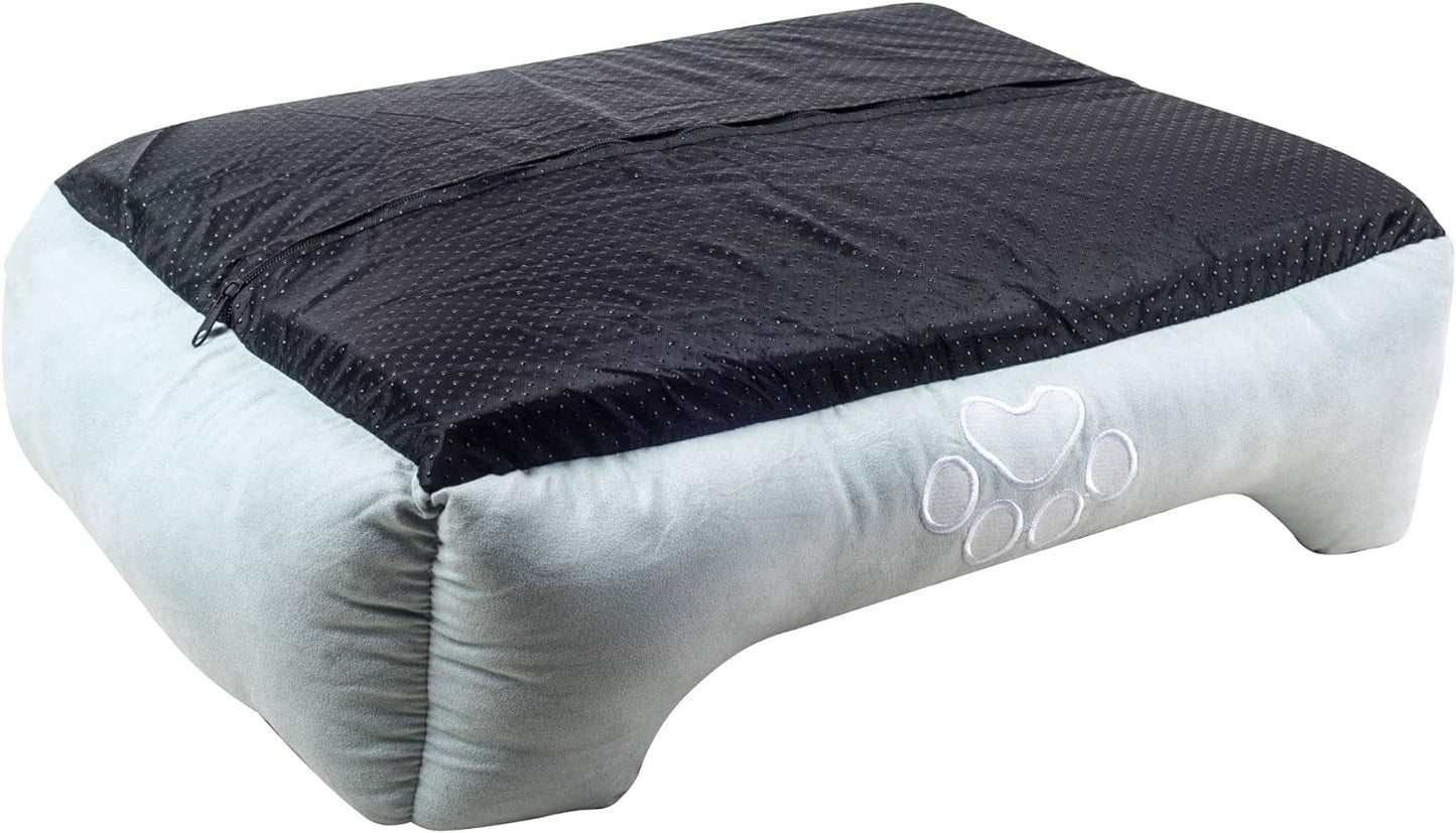 Rectangle Bolster Pet Bed, Dog Bed Medium Size, Blue with Orthopedic Insert.