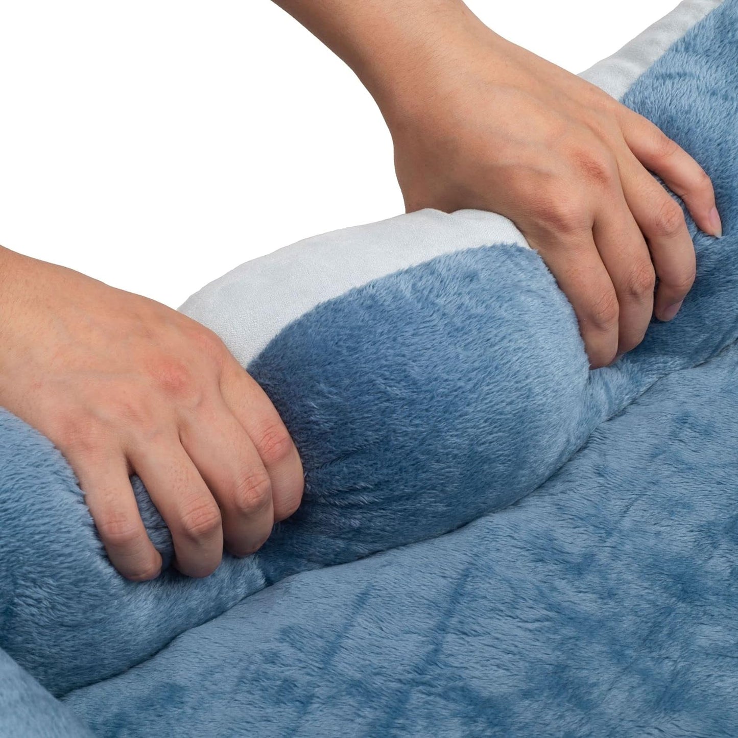 Rectangle Bolster Pet Bed, Dog Bed Medium Size, Blue with Orthopedic Insert.