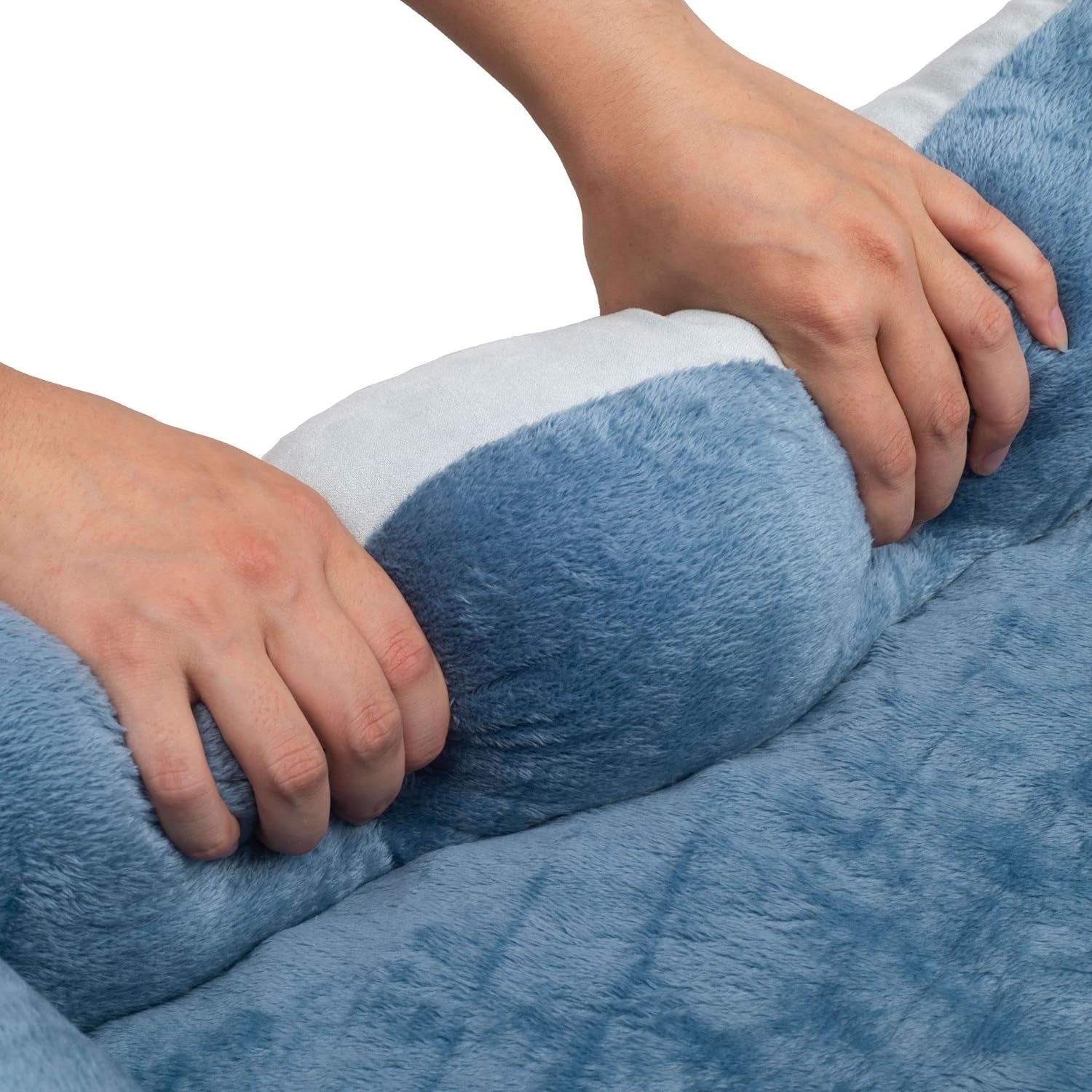 Rectangle Bolster Pet Bed, Dog Bed Medium Size, Blue with Orthopedic Insert.