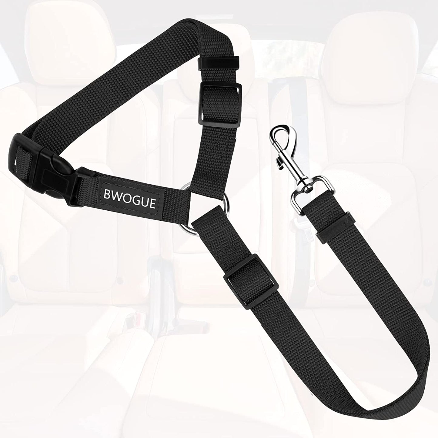 Dog Car Seat Belt with Headrest Restraint, Adjustable 18-30 inches, 2-in-1 Leash and Seat Belt for Dogs and Cats, Compatible with Dog Harness, Zinc Alloy Snap Closure
