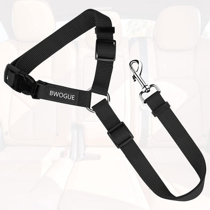 Dog Car Seat Belt with Headrest Restraint, Adjustable 18-30 inches, 2-in-1 Leash and Seat Belt for Dogs and Cats, Compatible with Dog Harness, Zinc Alloy Snap Closure