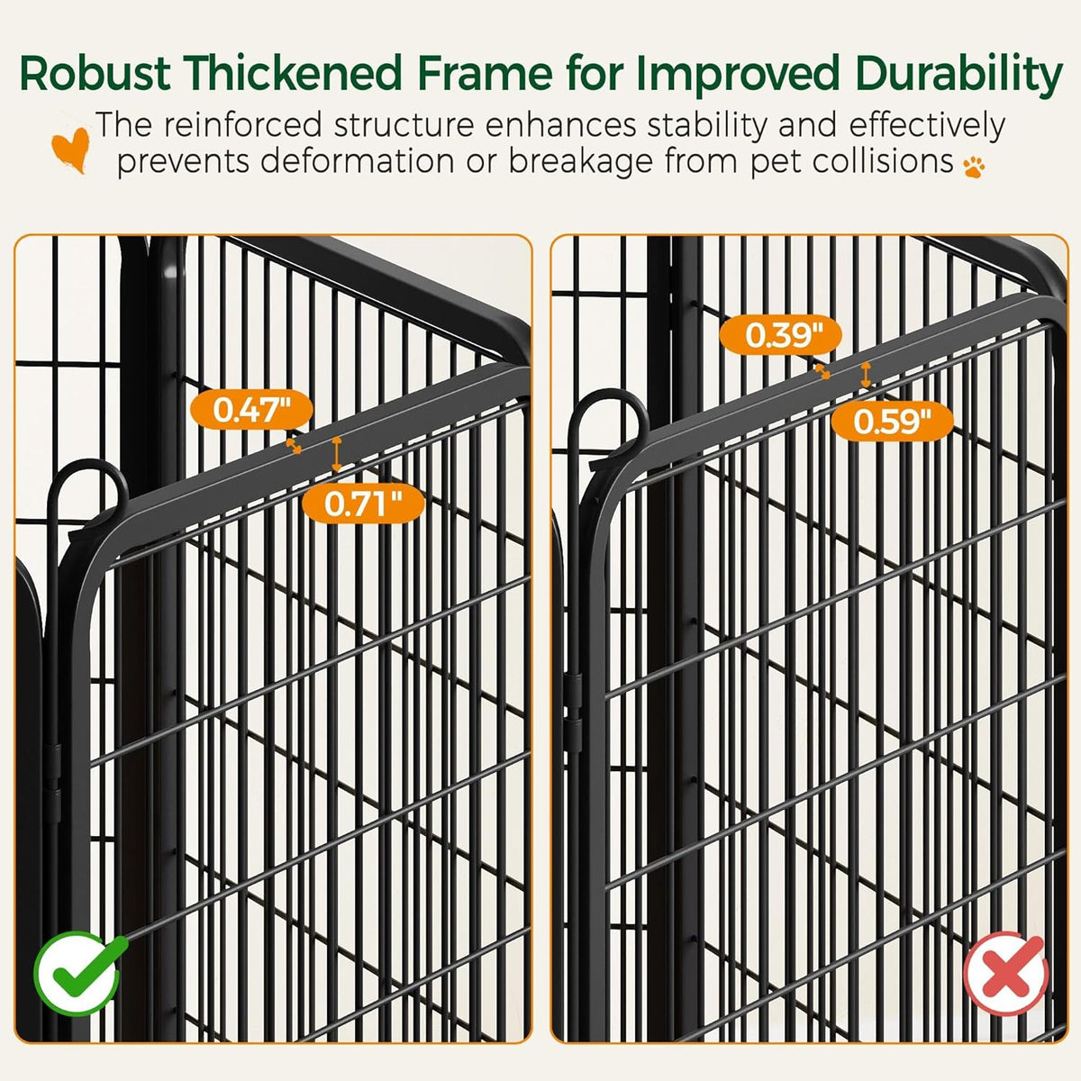 Yaheetech Dog Playpen 32In 16 Panels Pet Fence for Indoor Yard RV Camping | Easy Setup, Heavy Duty Rustproof Frame with Secure Latch Door, DIY Layouts,Foldable Storage, for Small & Medium Dogs
