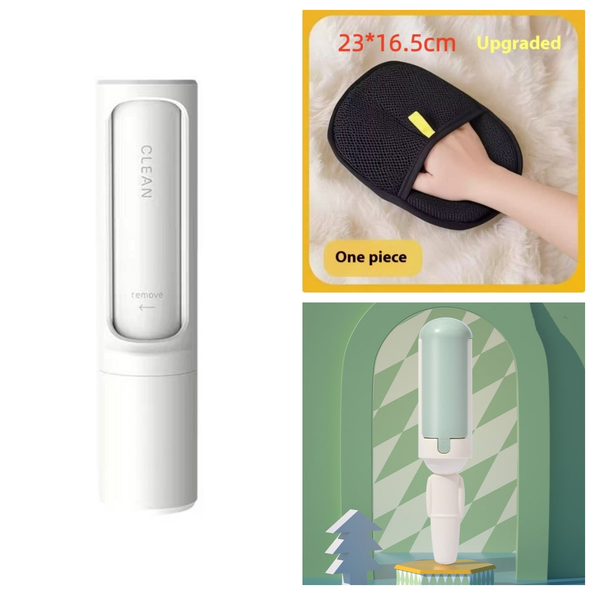 2-1 Reusable Pet Hair Remover Brush Lint Roller Portable Effective Self Cleaning Tool for Cat Dog Fur Hair Dust Removal Brush