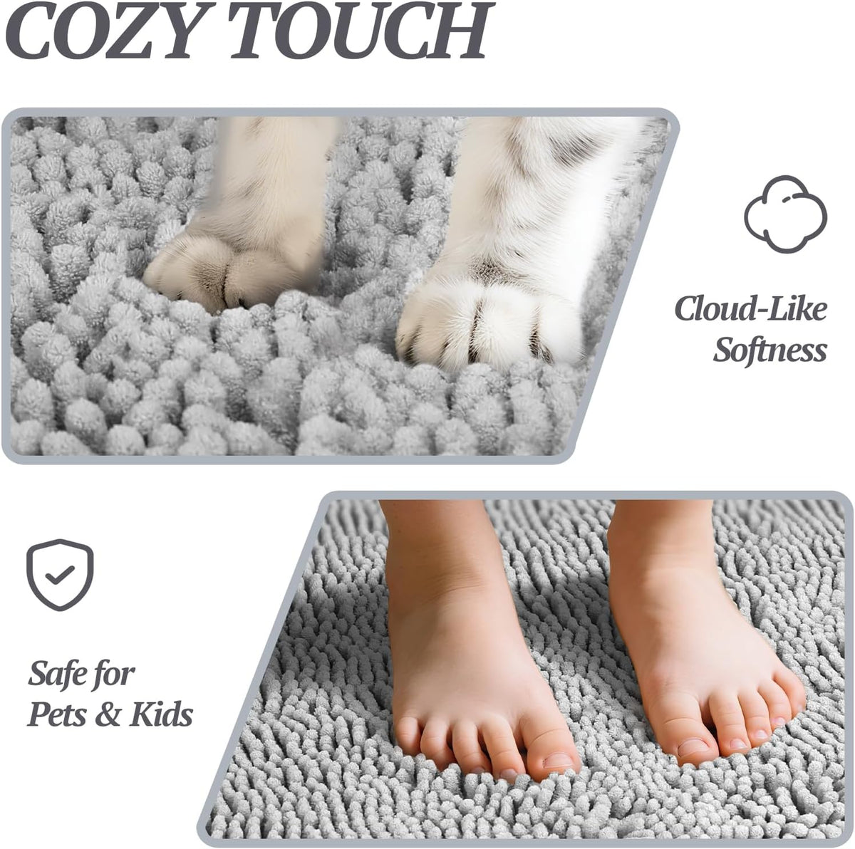 Dog Door Mat Absorpmax Dog Mat for Muddy Paw, 35 × 25", Grey | Mud Rug with Non Slip Backing for Indoor & Outdoor, Washable Soft Chenille anti Mud Waterproof